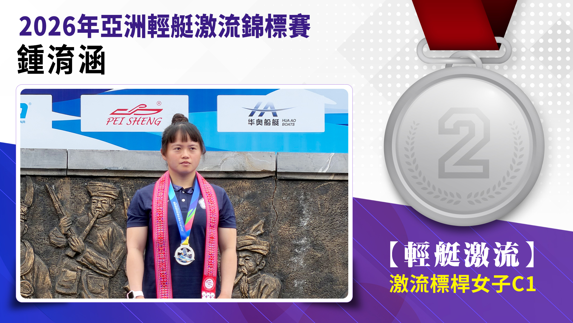 鍾淯涵榮獲激流標桿女子C1銀牌