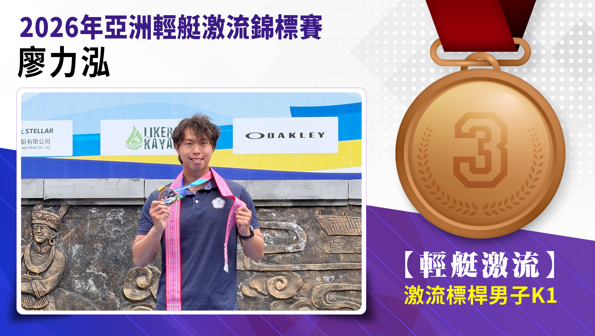 廖力泓榮獲激流標桿男子K1銅牌